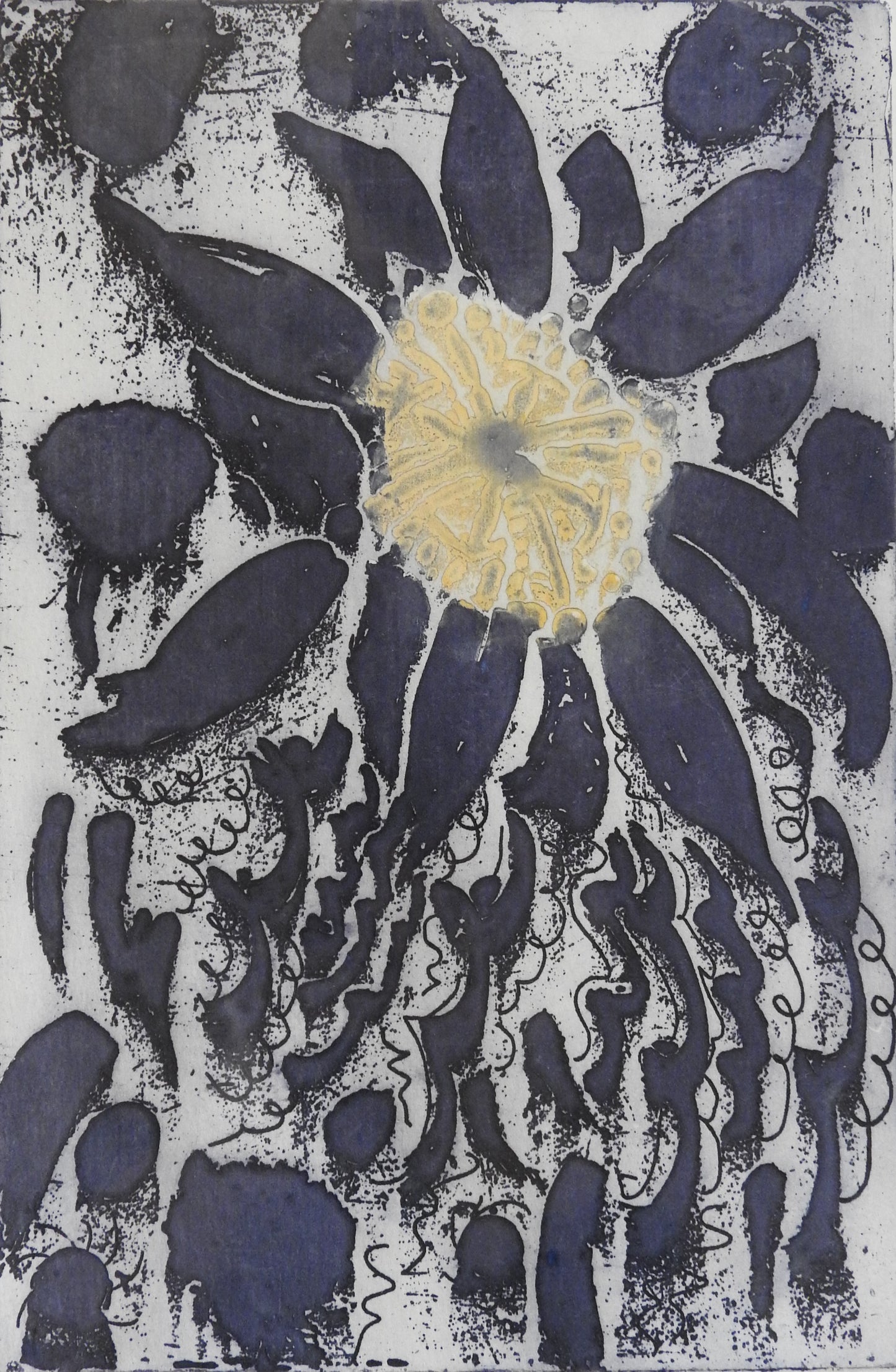 Passion Flower in Blue Print