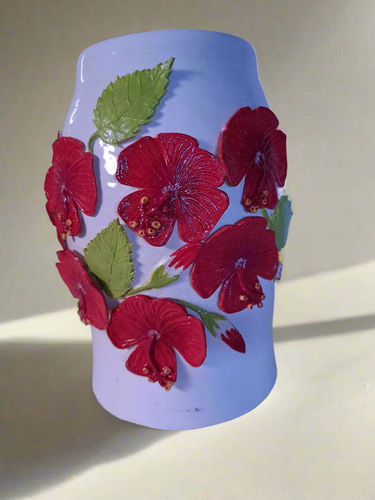 Red Hibiscus Vase