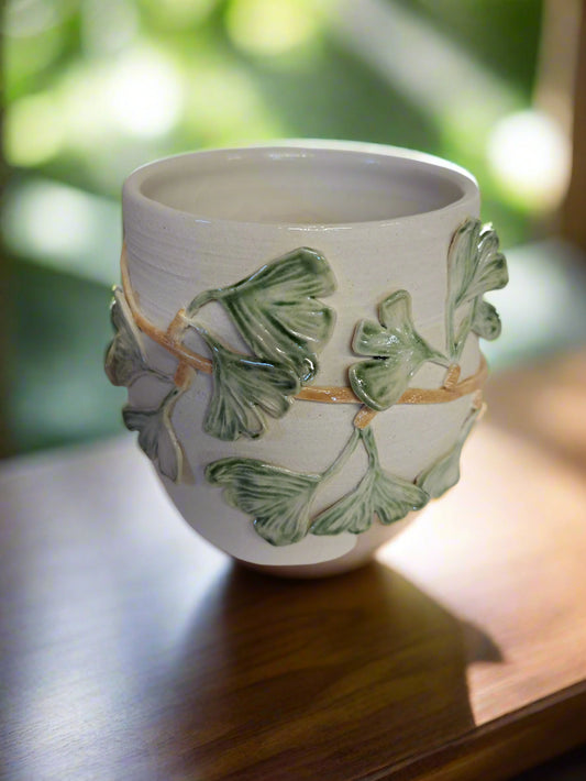 Green Ginkgo vase